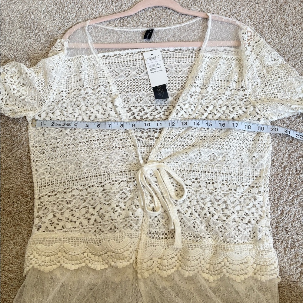 White Lace Cover-Up beach bikini cover lace NWT medium large zanzea - Picture 6 of 8